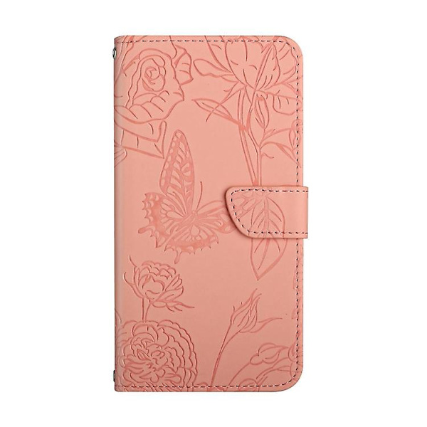 For Samsung Galaxy A05 Skin Feel Butterfly Præget Flip Læder Mobiltelefon Etui Pink