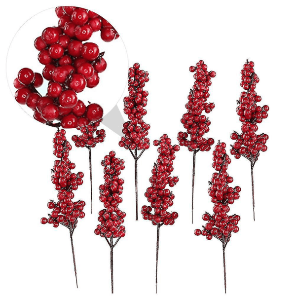 Simulering Blomsterdekoration Delikat plante Falsk blomsterdekoration Rød frugt til kransgave Jul D