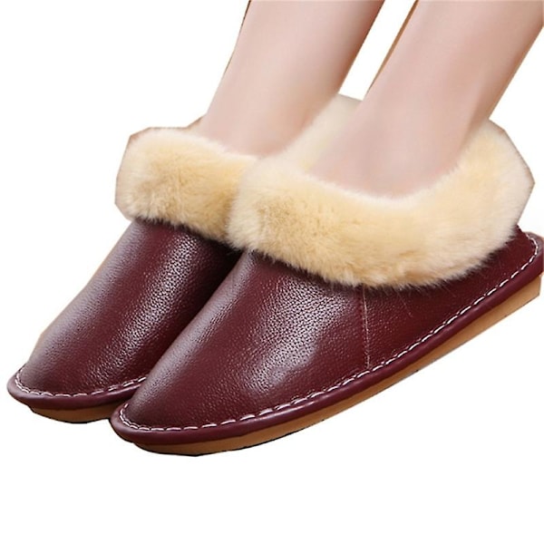 Sneestøvler til kvinder til vinter: Ankelstøvler med slip-on, varm pelsforet, behagelige, vandtætte, flade, støttende, afslappede støvler WINE RED SIZE 25 WOMEN