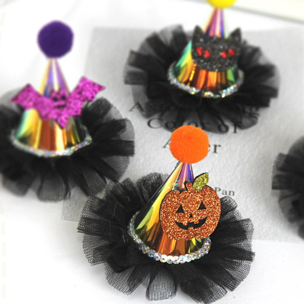 Glimtende Hårspænde Glitter Halloween Mini Hexehat Hårklips Til Børns Gave