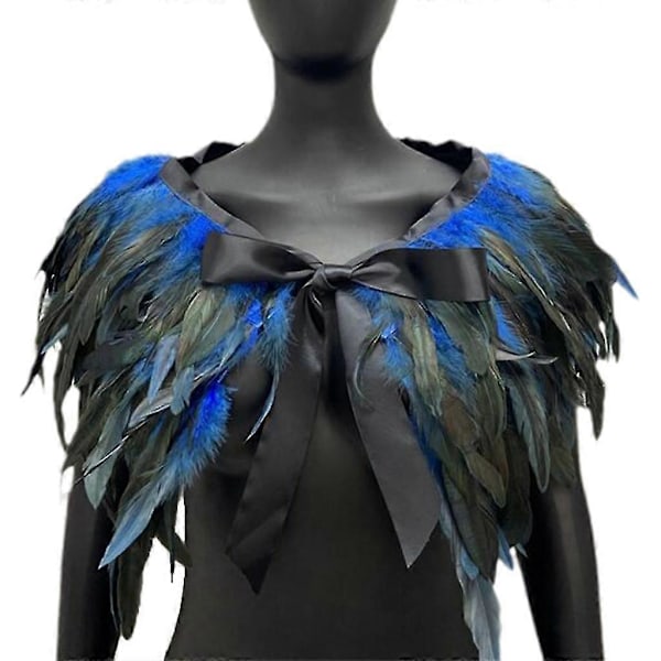 Säädettävä höyhenviitta sopii naisille ja miehille Halloween-juhliin Royal Blue