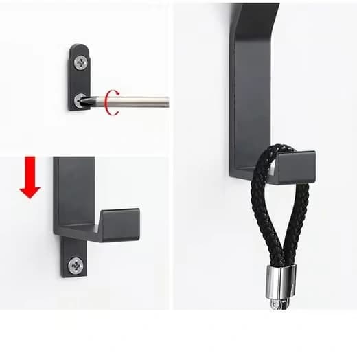 Nya 6-pack aluminiumkrokar, väggkrokar - dubbelkrokar, lämpliga för väggmontering, svarta.