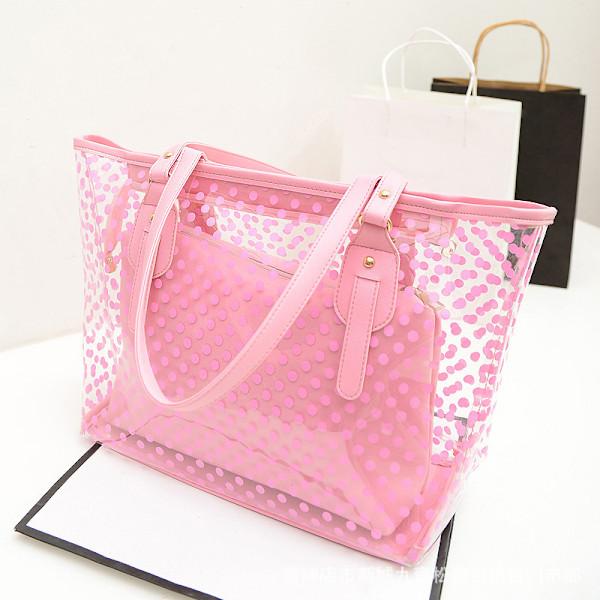 Klar Transparent Tote Axelremsväska Strand Allround Handväska Flicka Pink