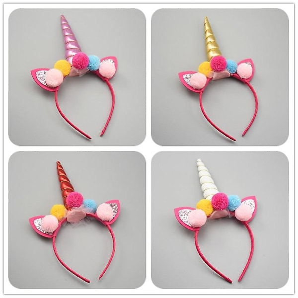 2X Halloween Julenisse Jul Gave Dekorasjon Unicorn Hodebånd Hårtilbehør Cat ear pink