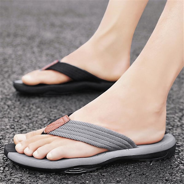 Mænds Strand-Sandaler, Hurtigtørrende Flip-Flop Slides, Vådt Greb Sål, Blød Komfortpasform & Buestøtte grey 41
