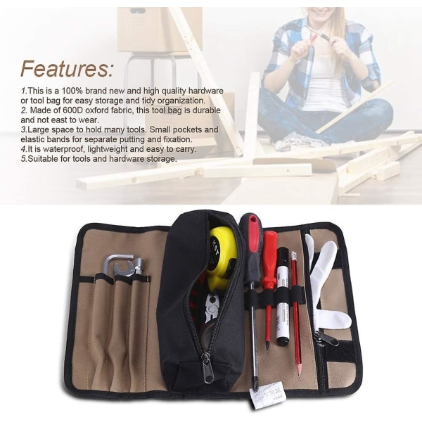 Tool Bag,36 25 Durable Waterproof Canvas Electrician Roll Up Hardware Tool Storage Bag