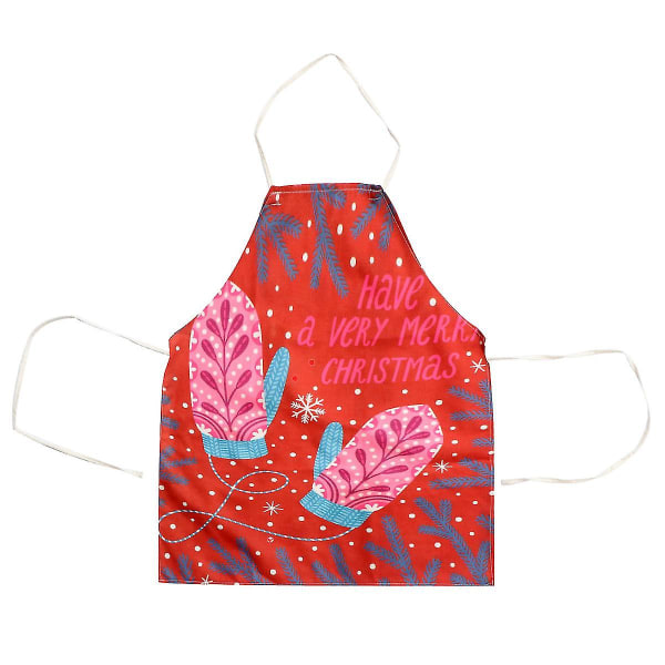 1pc Christmas Theme Apron Christmas Pattern Decorative Kitchen Apron Party Decor Glove