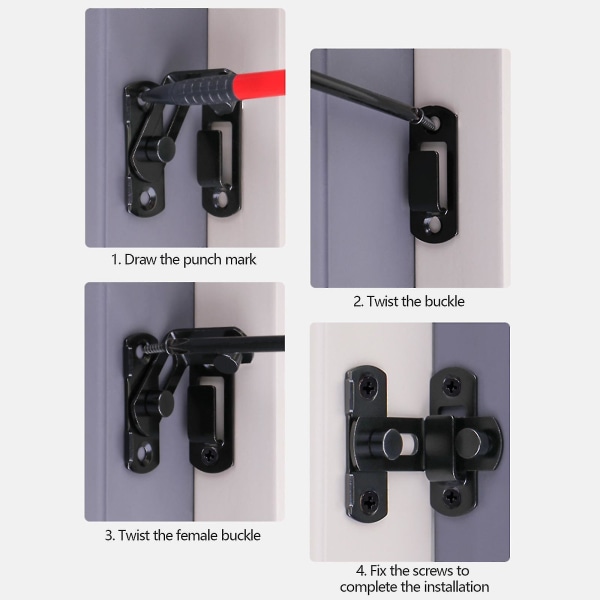 2pcs Barn Door Lock Replacement Stainless Steel Flip For Latch Lock Easy To Inst Black L