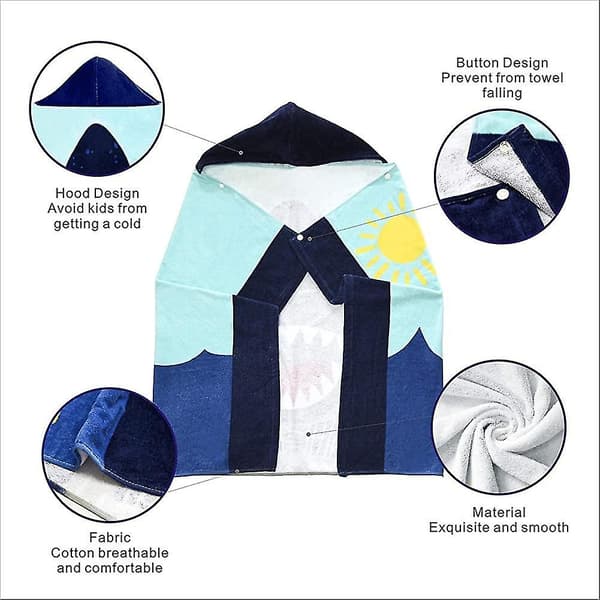 Badehåndkle for barn jenter gutter brodert bomullshette gutt hai dyr strand