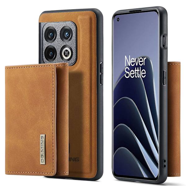 Dg.ming M1-serie til Oneplus 10 Pro 5g Magnetisk adsorption 2-i-1 pung Pc+tpu+pu læder telefon drop-proof etui med kickstand Brown