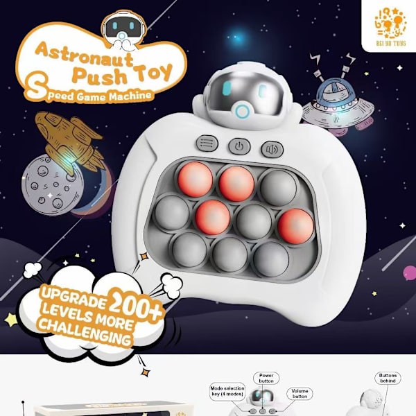 Stitch Pop It Spel - Pop It Pro Ljusspel Snabb Tryck Fidget/A- Perfekt Gray-white astronaut