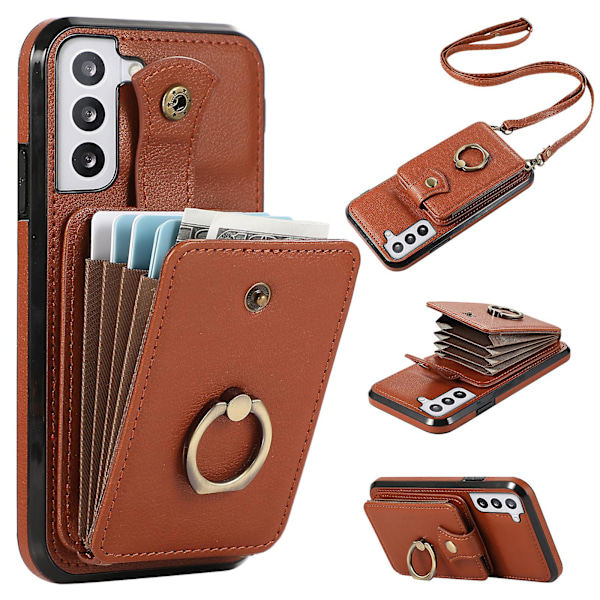 Samsung Galaxy S23+ Fodral Rfid Blockering Mobiltelefon Skal Stöd Tpu+pu Läder Skal Brown