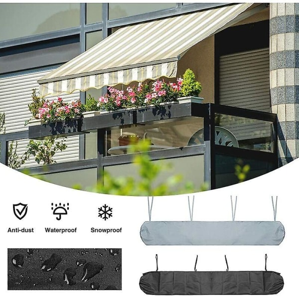 Awning Cover Bag, 3m Patio Awning Dust Cover Gray Patio Awning Storage Cover Waterproof Winter Protection Black