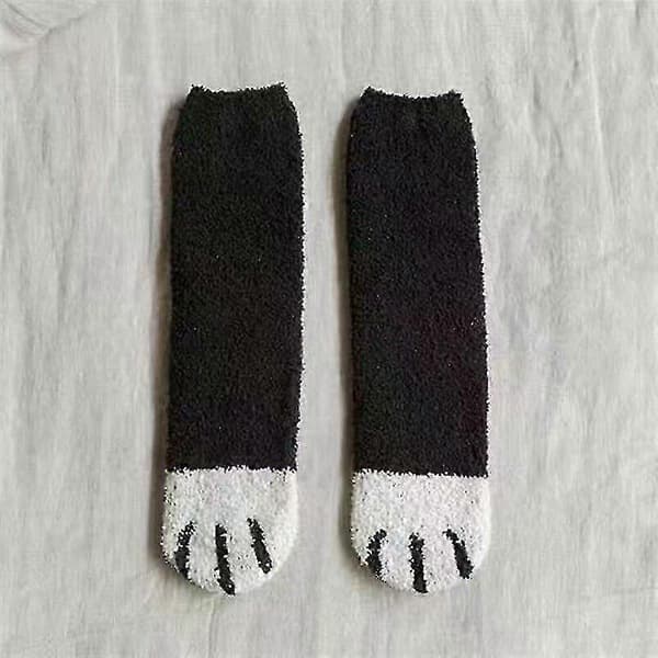 Cat S Dame Varme Bløde Fluffy Sengestrømper Loun Hjemmesko Gulvstrømper Black