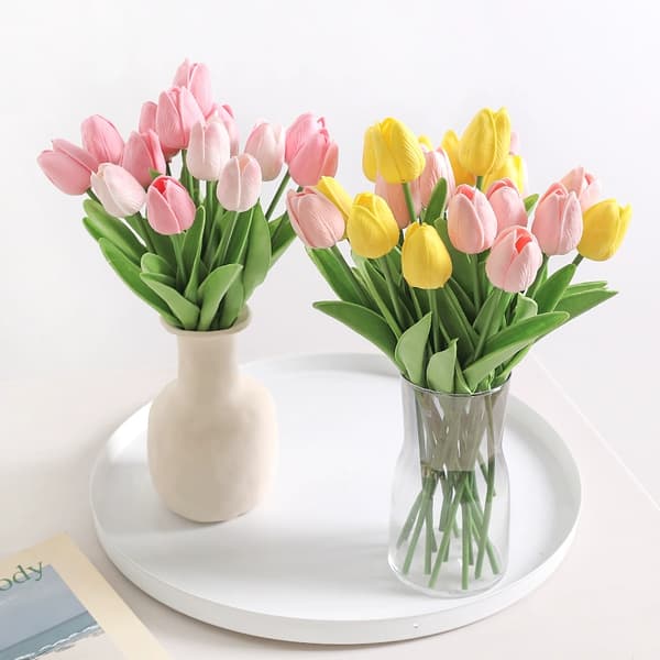 10-delt DIY Forårs Tulip Kunstig Blomsterarrangement Sæt white