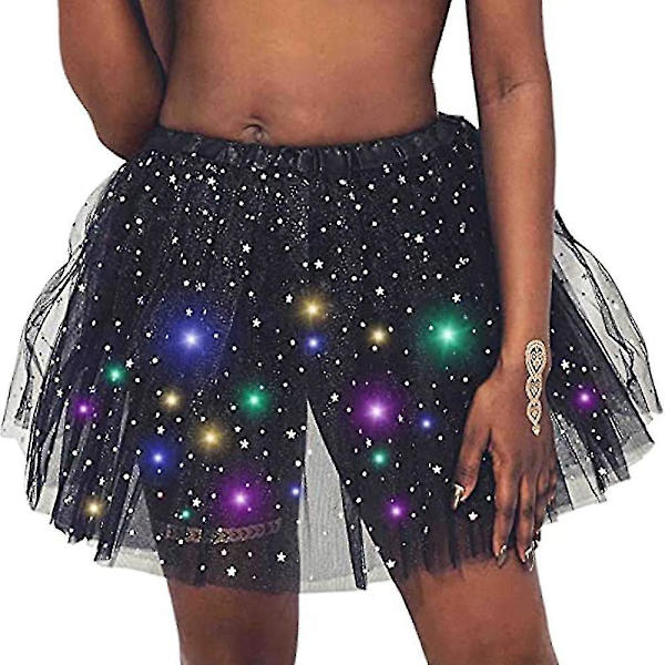 Kvinders Blonder Tutu-Skørt Lys Op Stjerne Led Skørter Ballet Dans Kjole Tulle Mini Skørt Green