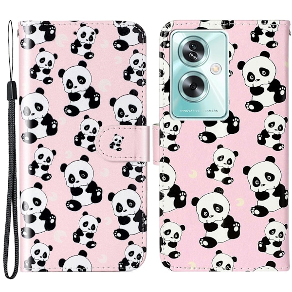 Oppo A79 5g / A2 5g -kotelo PU-nahkaa + tpu-kuvioitu käännettävä puhelinteline Panda