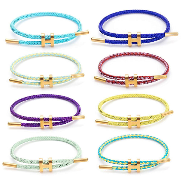 Stilfullt justerbart armband för kvinnor med 18k guldpläterat H-spänne, tillverkat av premium rostfritt ståltråd brun Slightly purple
