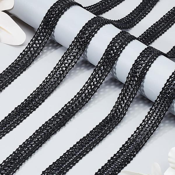 10 Yards Grimp Flätad Kantband - PU-Läder Vävd Kantband för DIY-Hantverk