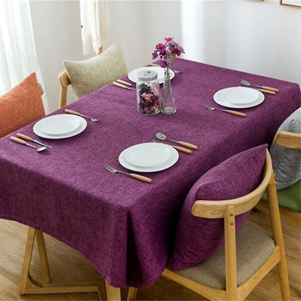 Bomullslinneduk Rektangulär Matsalsduk Överdrag Heminredning Purple 140x160cm