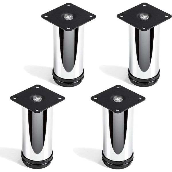 Set Of 4 X So-tech Furniture Leg &quot;jim&quot; Adjustable Chrome 50 Mm Height 120 Mm Very High Lifting Capacity Thanks To