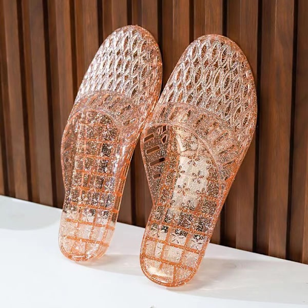 Sommartofflor Kvinnor Transparent Jelly Material för Inomhus- och Utomhusbruk Dusch Strand Pool Orange 40
