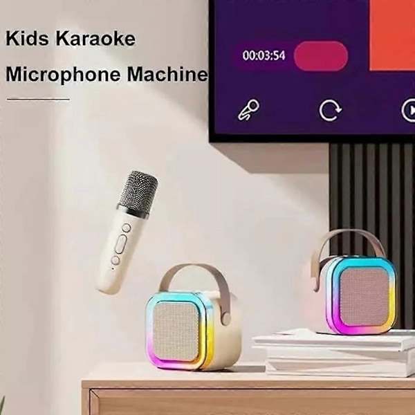 Mini Karaoke Maskin, Mini Karaoke Maskin med 1/2 Trådlösa Mikrofoner purple 2 microphones