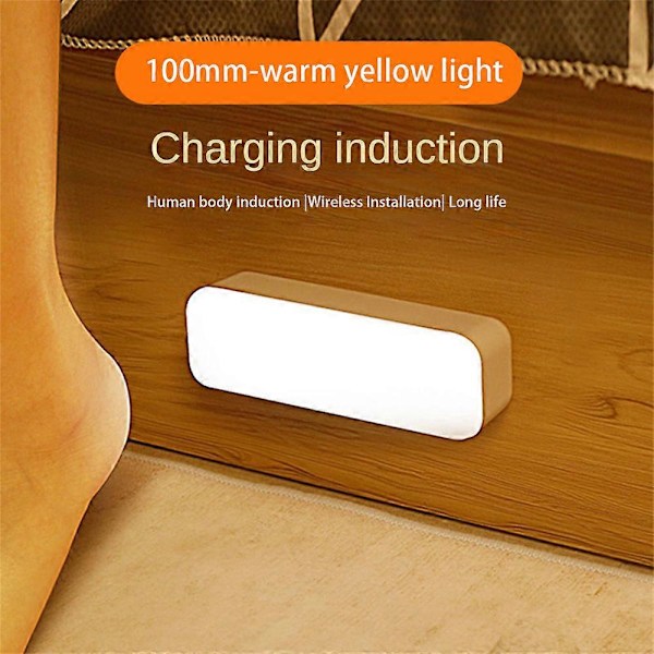 Smart Mänsklig Induktionsnattlampa LED Sovrum Korridor Magnetisk USB-Laddning Lång Uthållighet Vägglampa yellow light