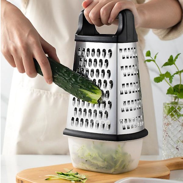 Lantana 6-sidig Planer med Behållare - Handhållen Planer/Skärare/Hackare. 6 Grundläggande Matlagningsfunktioner för Grov, Medium, Fin och Fin/Syllt/Skivning.
