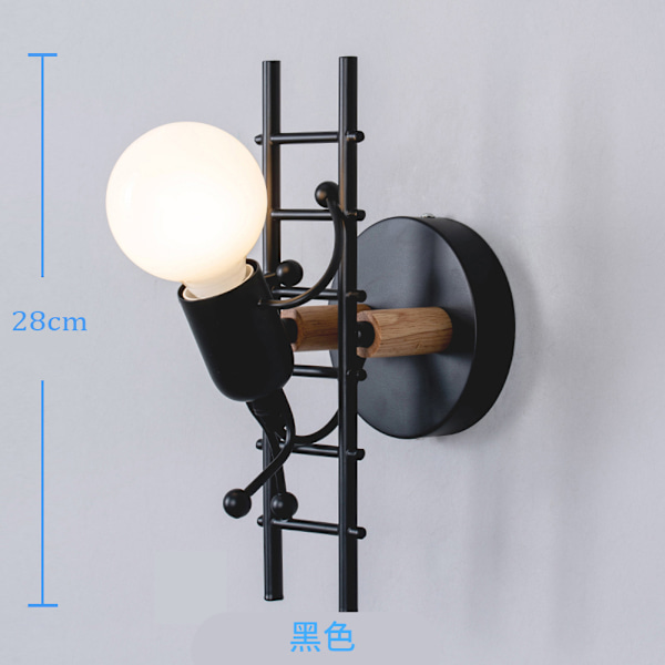 Menneskelignende væglampe Kreativ Indendørs væglampe Lys Stearinlys Moderne Art Deco Max 60w E27 Sockel Jernbeslag Til Børneværelse, Soveværelse, Stue, Trappe black