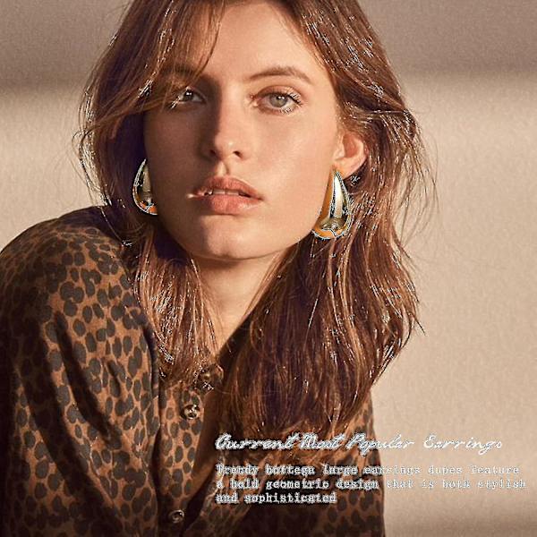 Ekstra store Bottega øreringe dupes hypoallergeniske chunkygoldhoopearrings lette vanddråbe tåre øreringe trendy guld vanddråbe øreringe til kvinder Gold30mm
