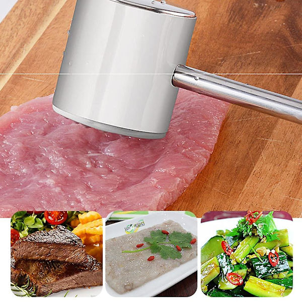 Kødhammer, Kødhammer, Heavy Duty Steak Hammer med Træhåndtag og Fødevarekvalitets Zink Legering, 26 cm