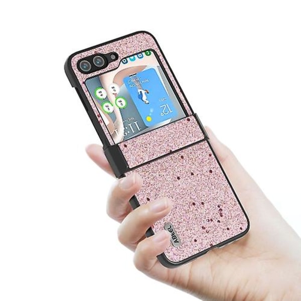 For Samsung Galaxy Z Flip5 Abeel 3 In 1 Glitter Series Pu Mobile Phone Case Pink
