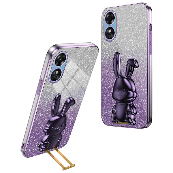 For Oppo A58 4G Anti-Scratch Cartoon Rabbit Cover Support Kickstand Phone Case