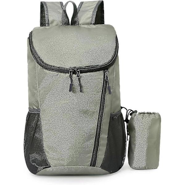 Hopfällbar Ryggsäck Lätt, Liten Ryggsäck Vattentät för Utomhussporter, Hållbar Packbar Ryggsäck Praktiska Gåvor för Män Kvinnor, Casual Daypack A - Grey
