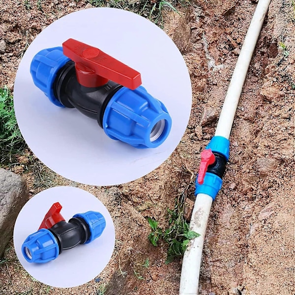 20 mm MDPE PE Kulventil, MUFF, Vattenrör Kompressionskoppling MDPE PE Vattenrör Plastkompressionsreducerare Koppling MUFF 20 x 20 mm Hona Adapter (