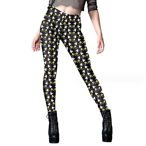 Dame Halloween Crossover Leggings Højtaljede Bløde Trykte Strømper COLOR 4 L