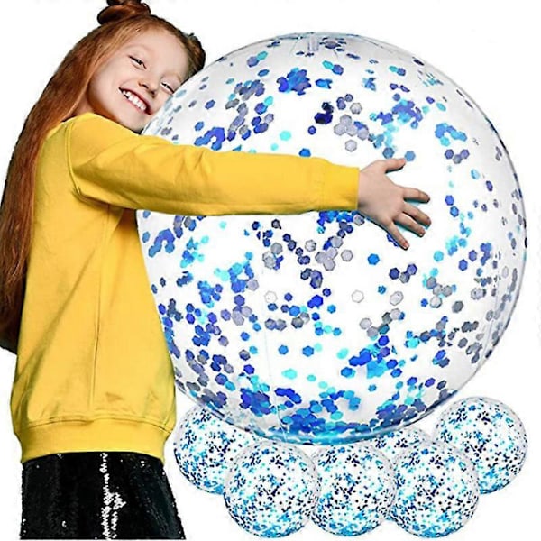 6 st Strandboll Leksak PVC Transparent Uppblåsbar Strandboll Elastisk Glitter Jellyboll 40cm