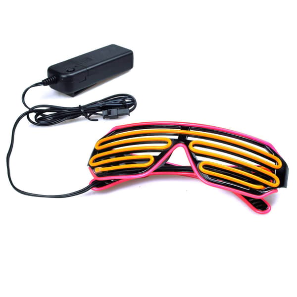 Glow Shutter Neon Rave Briller EL Wire Blinkende LED Solbriller Glow DJ Kostumer til Fest 80'erne EDM