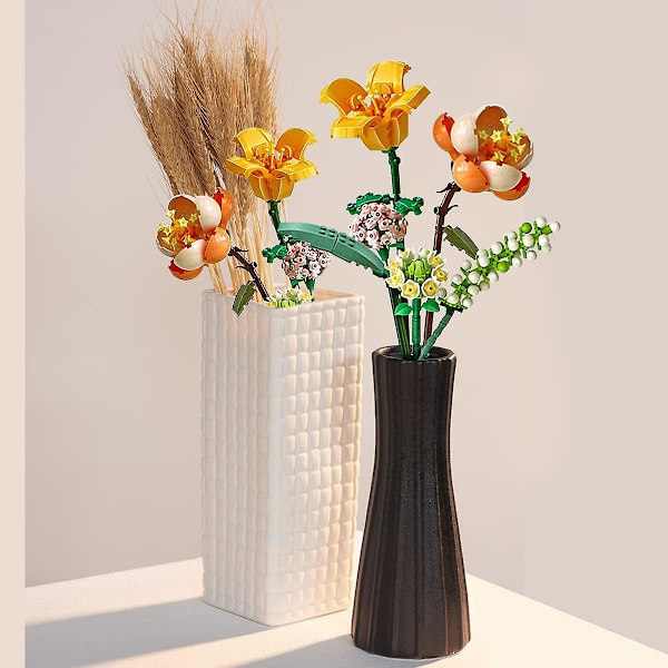 Dekorativ Blomsterbuket Byggeklodser Kunstige Blomster Mini Mursten Blomst Med Elegant Æske (ca. 1657 Byggeklodser Ekskl. Vase) 1659, facing the sun all the way