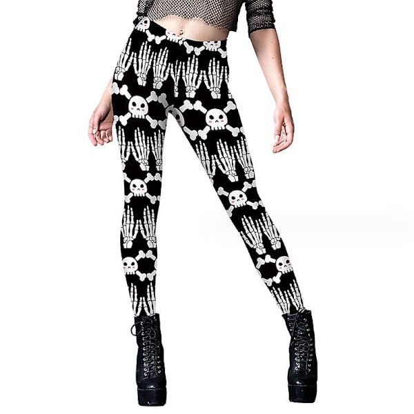 Dame Halloween Crossover Leggings Højtaljede Bløde Trykte Strømper COLOR 3 L