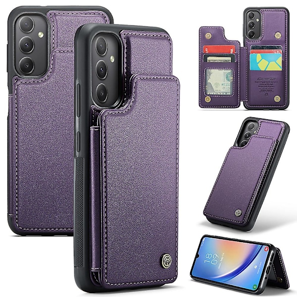 CASEME C22-serie for Samsung Galaxy A34 5G-deksel, blank RFID-blokkerende skinntelefondeksel Purple