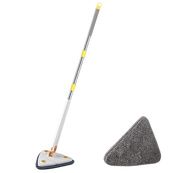 360 Asteen Kiertävä Säädettävä Puhdistusmop Wet & Dry Kaksoiskäyttöinen Kolmiomainen Vapaakätisesti Pestävä Mop Lattian ja Seinän Puhdistukseen White 1 Cloth Included