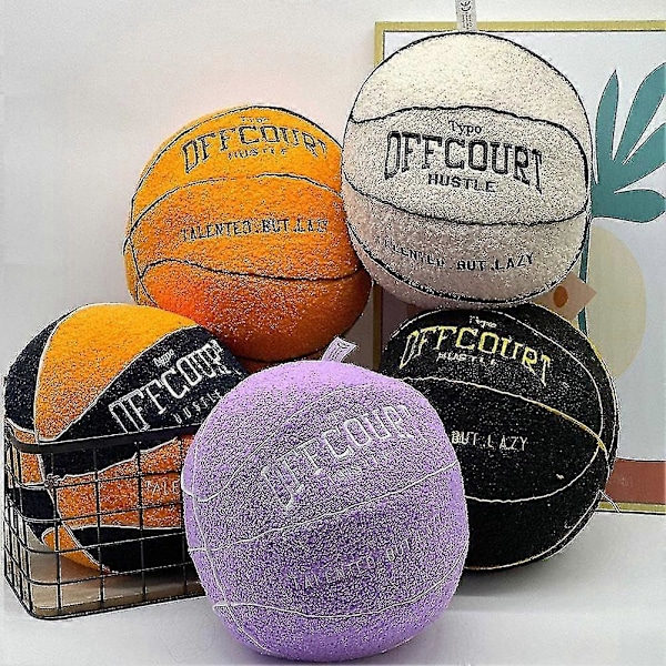 Offcourt Basketball Plysj Putedyr, 25cm 3d Basketball Plysj Putedyr Til Barneromsdekorasjon, Myk Plysj Putedyr Gaver Til Barn Blue