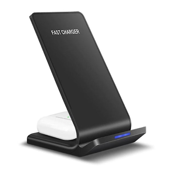 FDGAO Qi Skrivebordsstativ / Trådløs lader 15W - Type C Universal Telefonholder Trådløs Lading Skrivebordsstativ Pute Svart