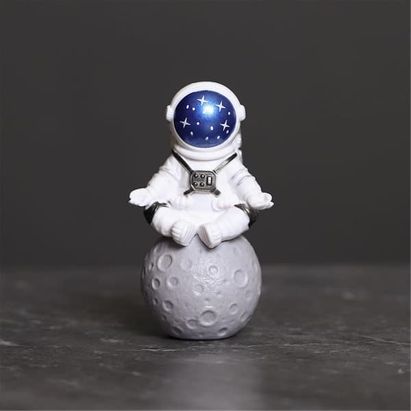 Blå Hvid Astronaut Statues Sæt med 4, Rummand Skulptur Figurer Ydre Rum Tema Indretning til Børneværelse Kagepynt