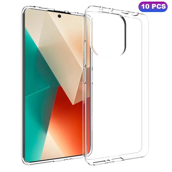 10 stk/pakke for Xiaomi Redmi Note 13 4G deksel vanntett myk TPU telefondeksel HD klar