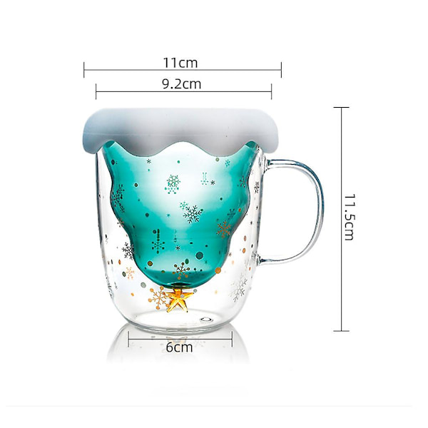 Kreativ dobbeltlags glas juletræ stjerne vandkop høj temperatur krus