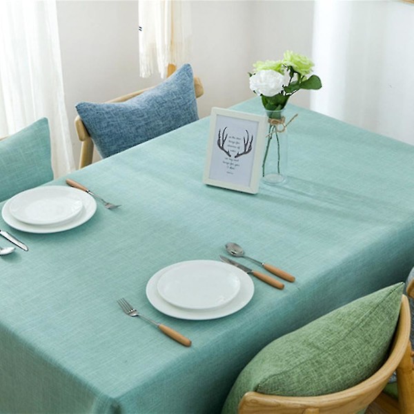 Bomullslinneduk Rektangulär Matsalsduk Överdrag Heminredning Lake Blue 90x90cm
