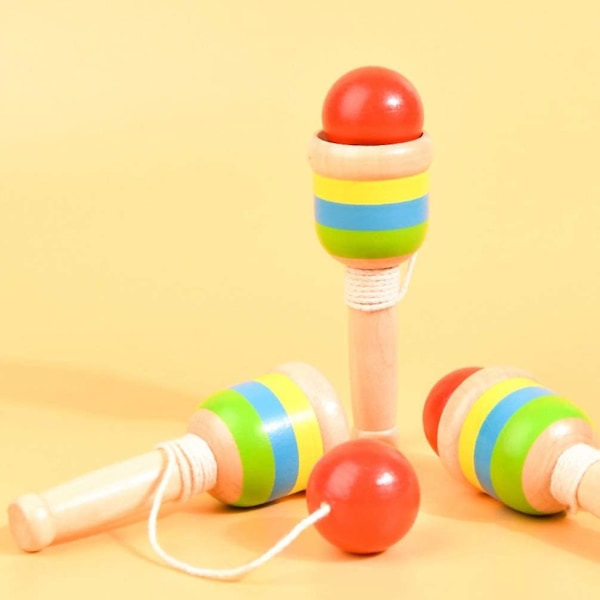 2 st Mini Trä Fånga Boll, Fånga Boll Hand-Öga Koordination Pedagogiska Leksaker Kendama Spel Perfekt För Barn Pedagogiska Leksaker